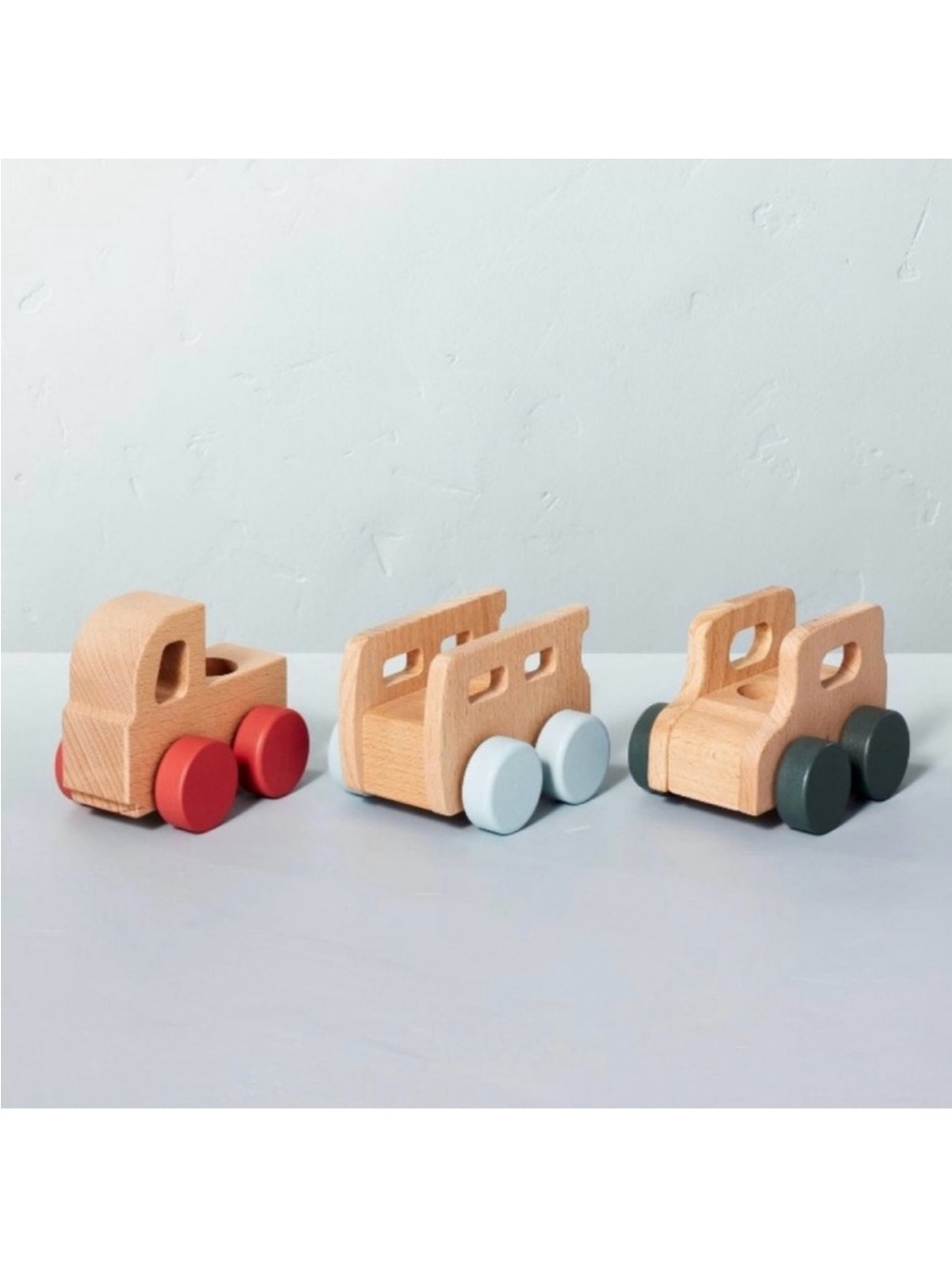 Hearth and Hand with Magnolia Wooden Toy Truck Car Set - 3 Wood Vehicles NEW